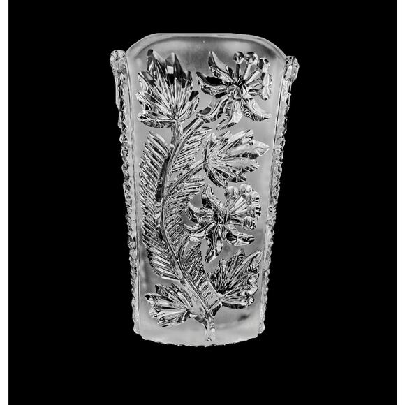 Vase Clear Pressed Glass Frosted Starburst Flower 6.5" Home Decor Vintage - Picture 8 of 15